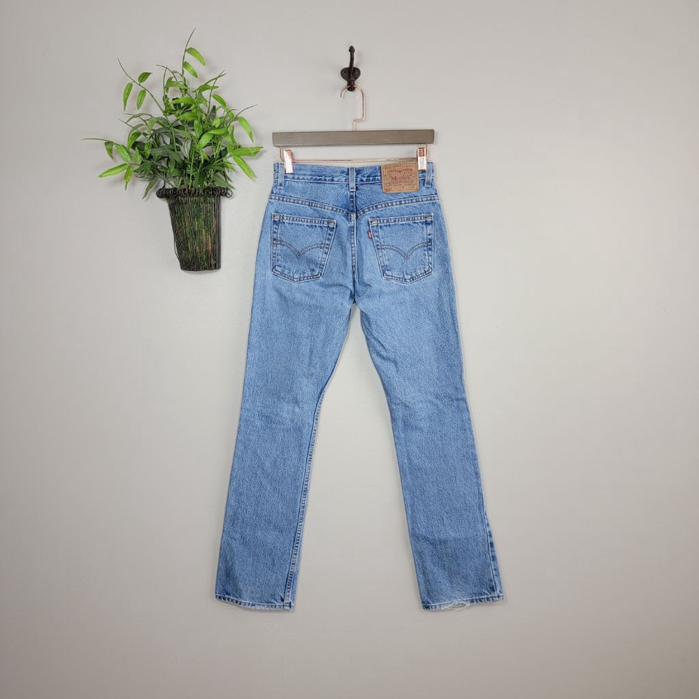 Vintage Levi's 505 Regular Fit Straight Leg Jeans light Blue 90s High Rise 2 26